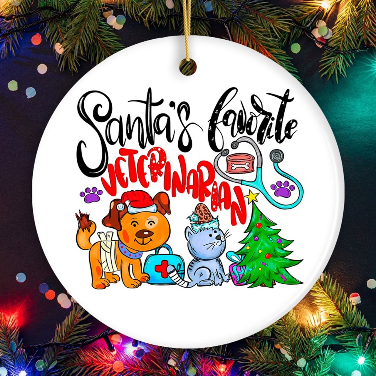 Santa’s Favorite Veterinarian Christmas Ornament, Veterinary Holiday Appreciation Gift